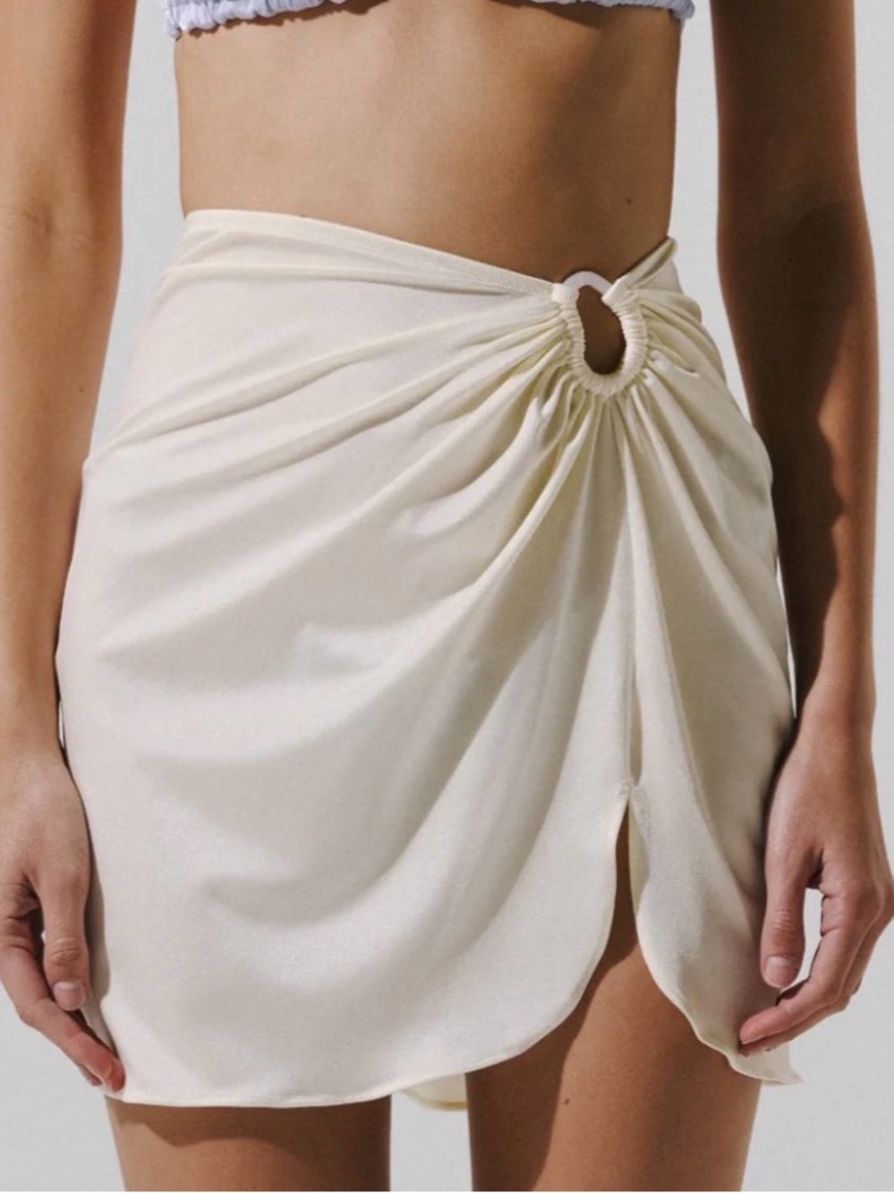 Baobab Collection Cream Ruched Mini with O-Ring Detail